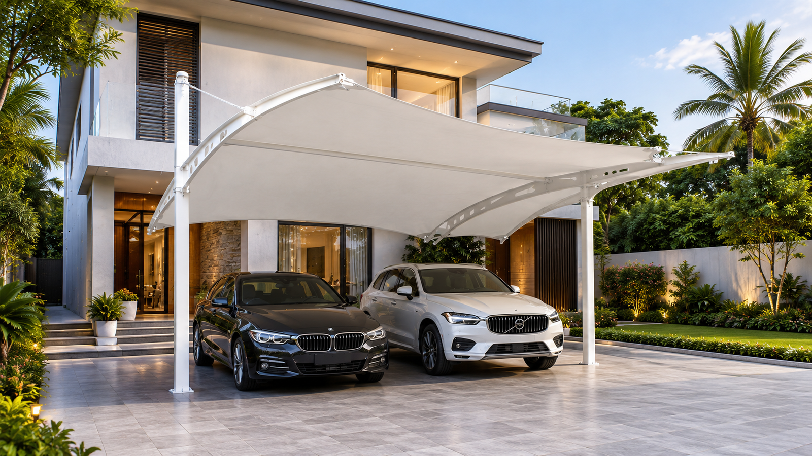 Application of Awning Canopies Car Parking Shades